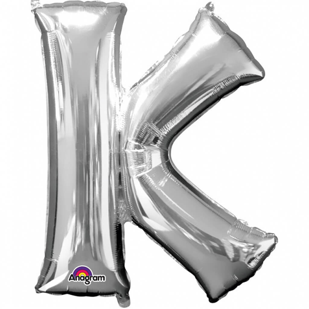 Foil Balloon Letter K 33in Silver