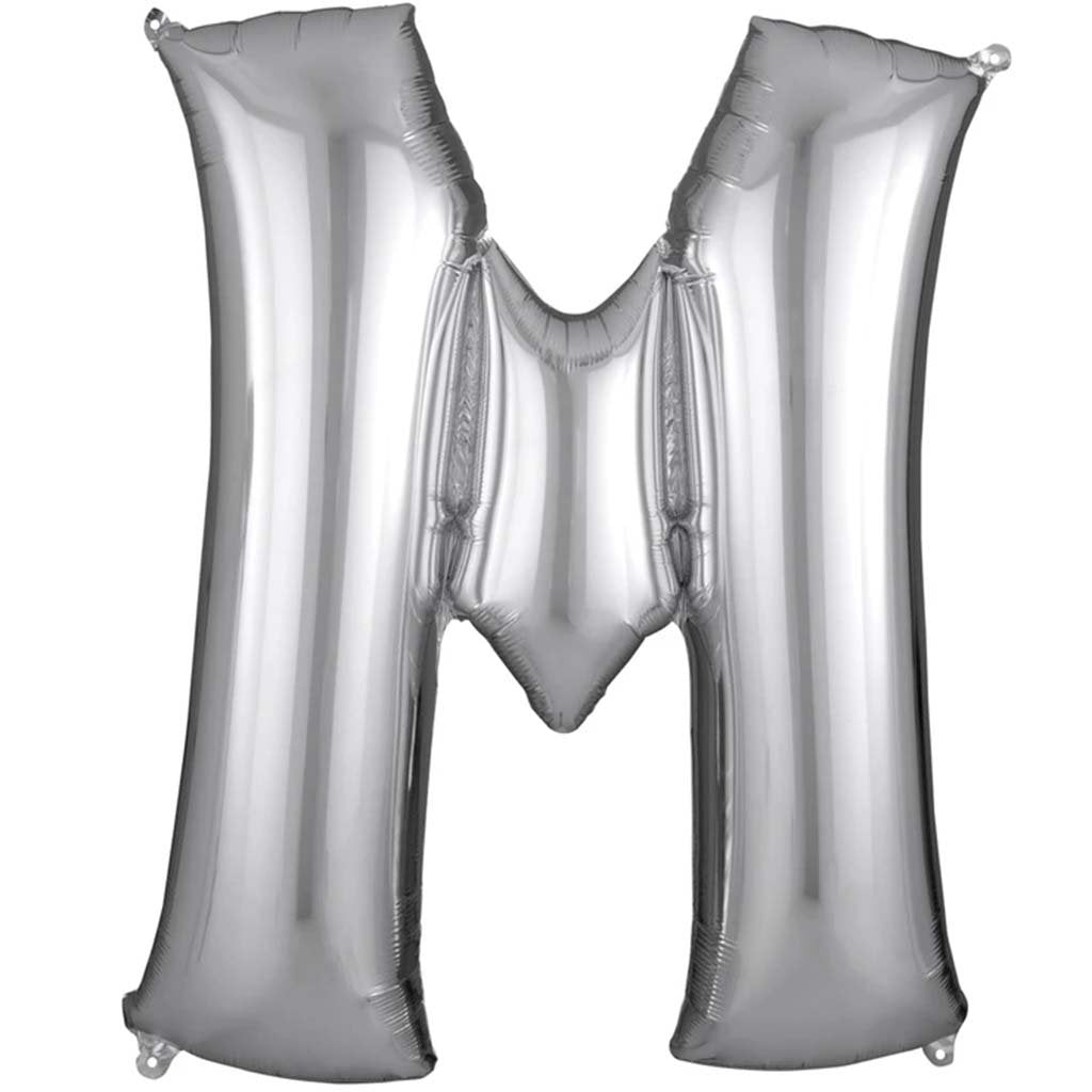 Foil Balloon Letter M 33in Silver