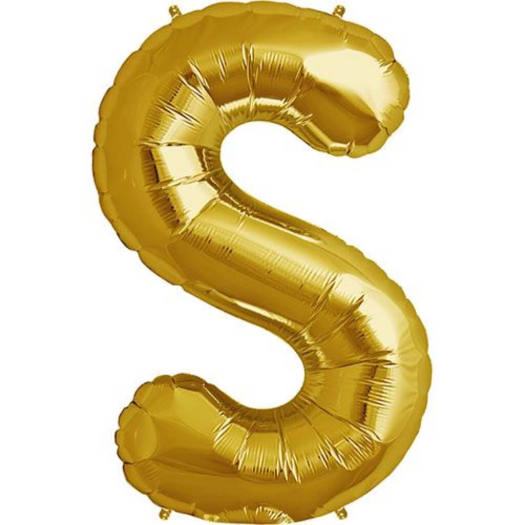 Foil Balloon Letter S  35in Gold