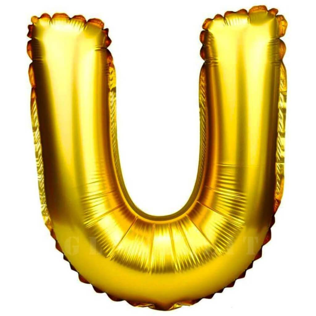 Foil Balloon Letter U  33in Gold