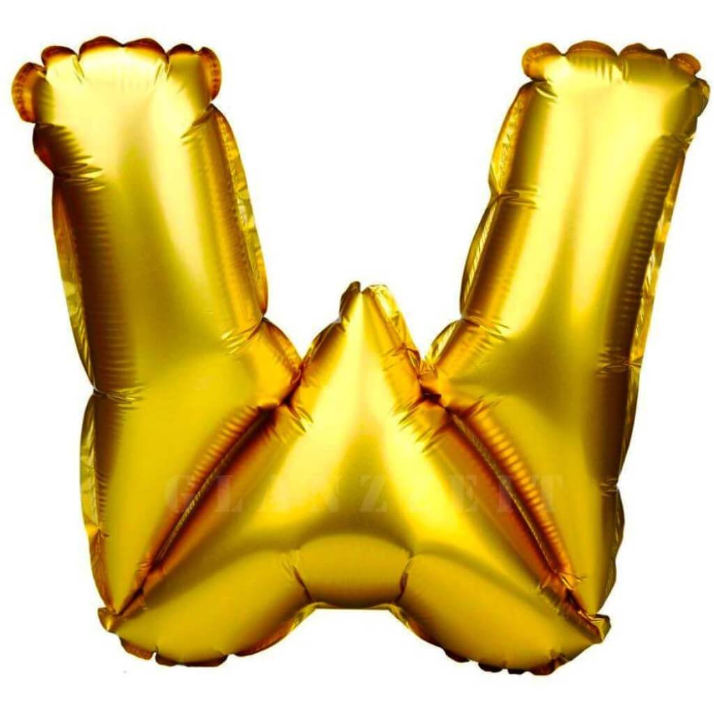 Foil Balloon Letter W  33in Gold