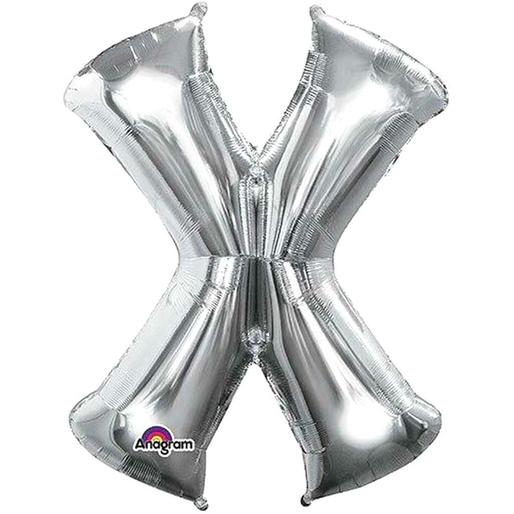 Foil Balloon Letter X 35in Silver