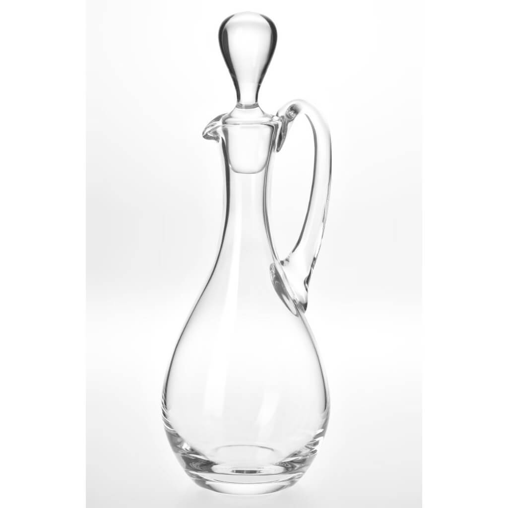 European Mouth Blown Lead Free Crystal Handled Wine Decanter 32oz 14&quot;