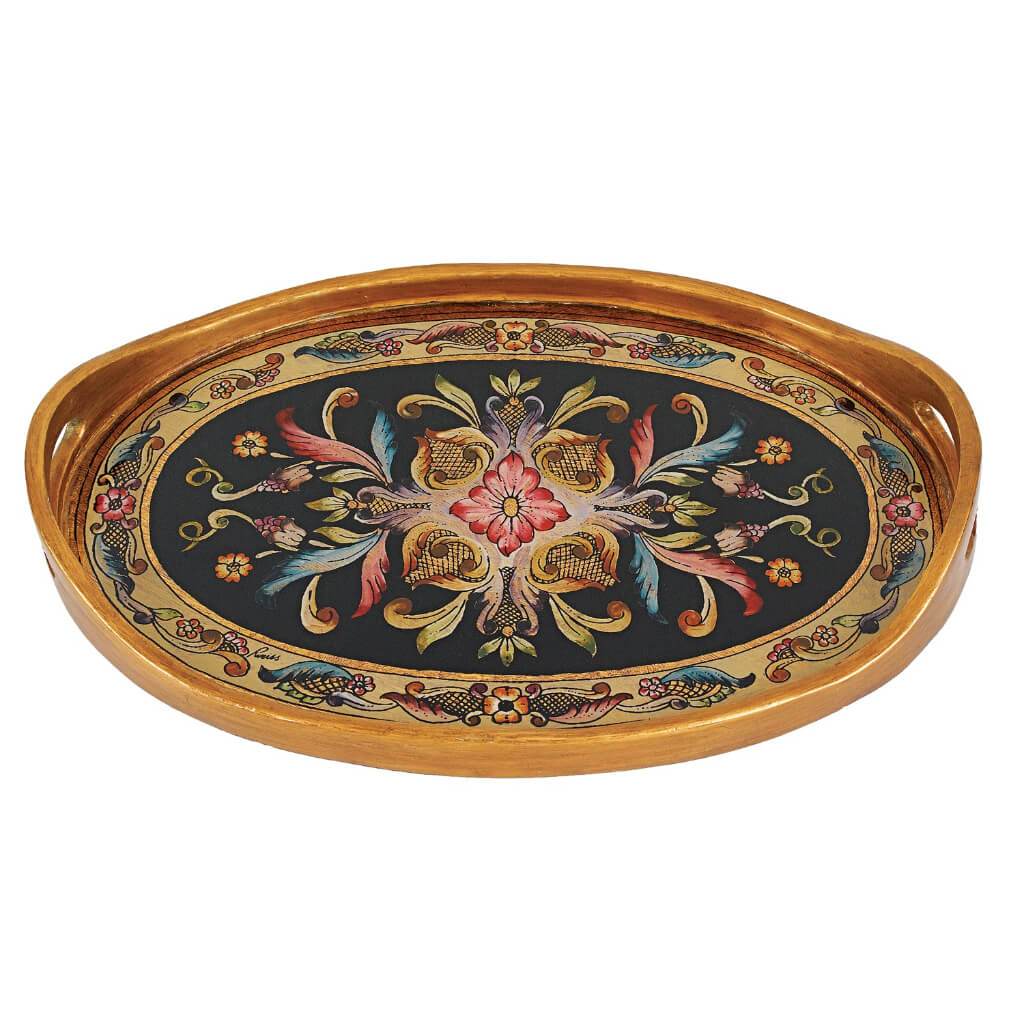 Gemstone Black Oval Tray 18in x 12in