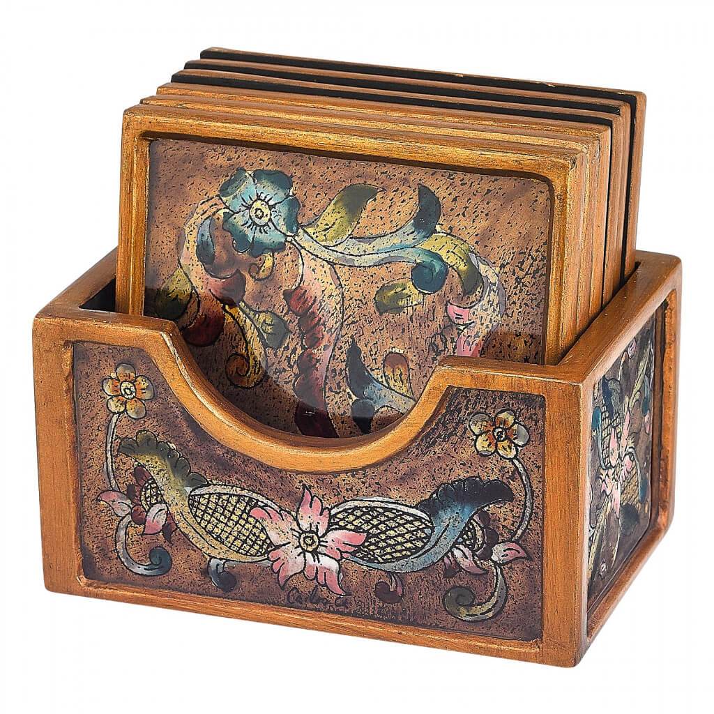 Baroque Antique Coaster Set Spanish Traditional Art 7pcs