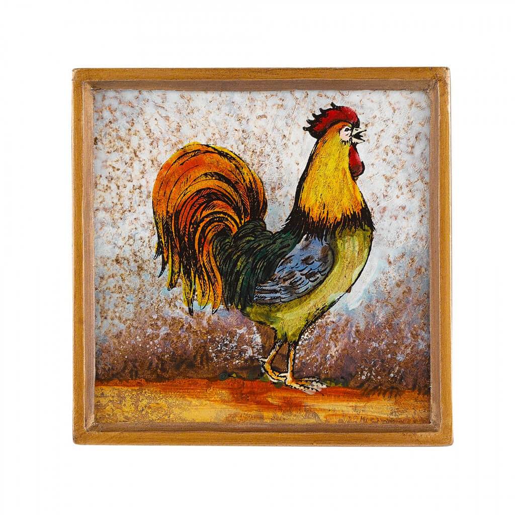 Rooster Coaster Set 4in Square 4pcs