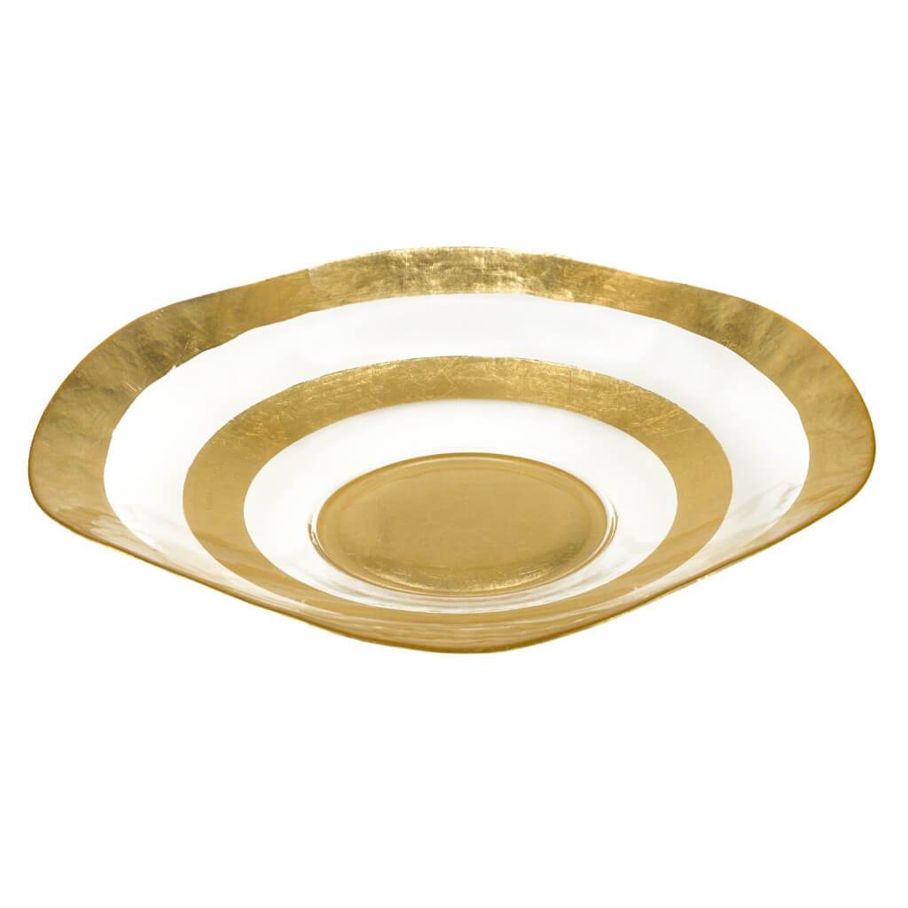 Round Gold Leaf Wave Bowl 16in