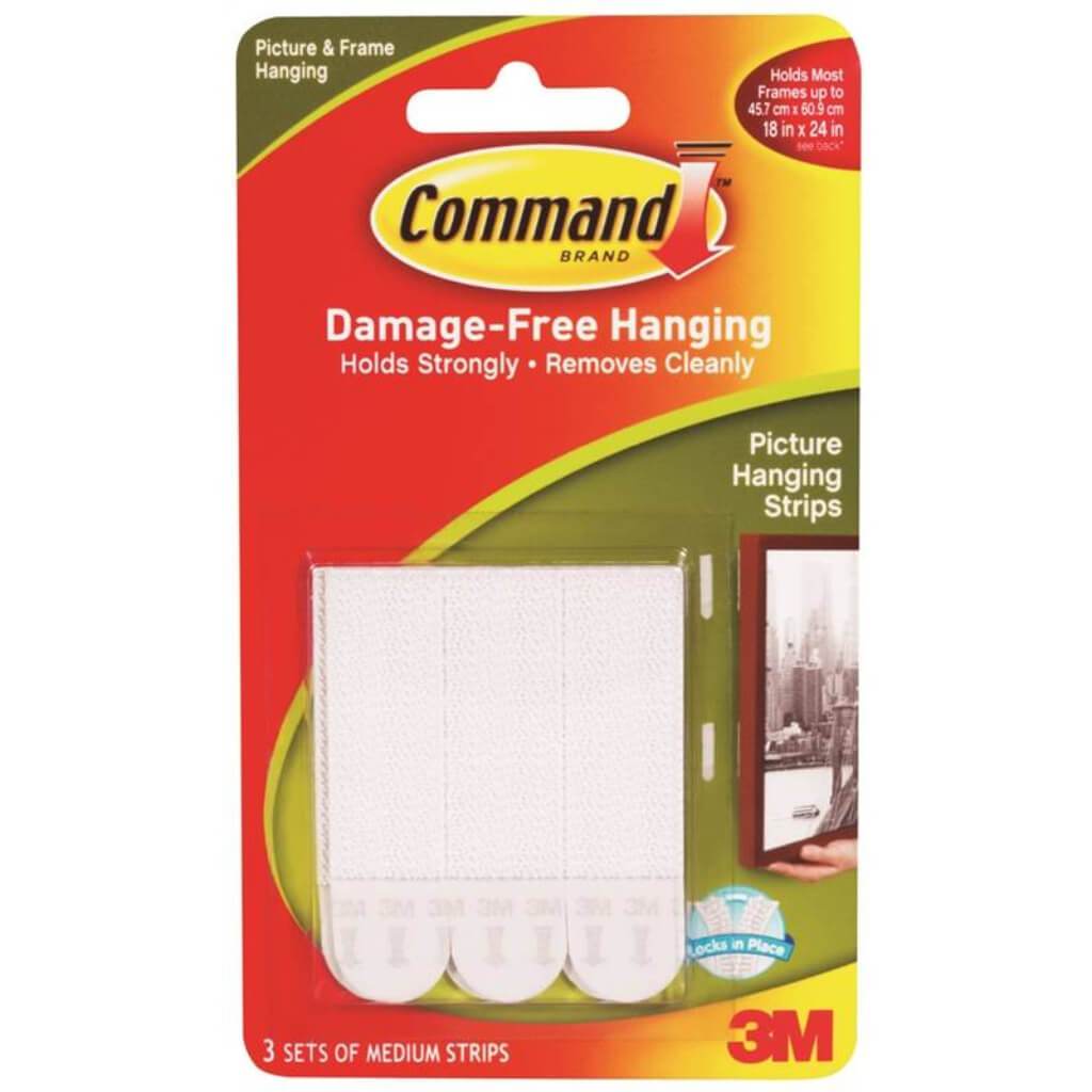 3M COMMAND Medium Picture Hanging Strips White 3 Sets