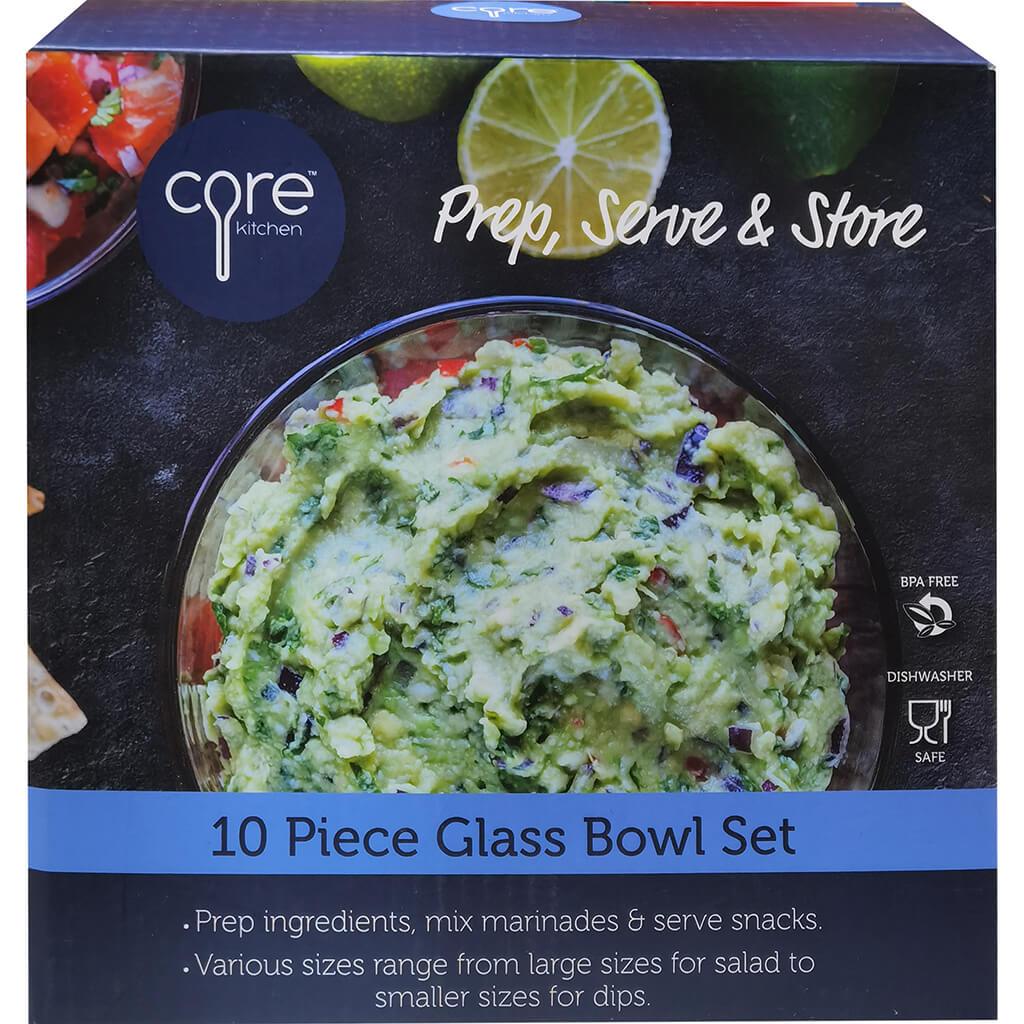 Glass Prep Bowl Set 10 Piece 7.09in x 6.89in x 3.94in