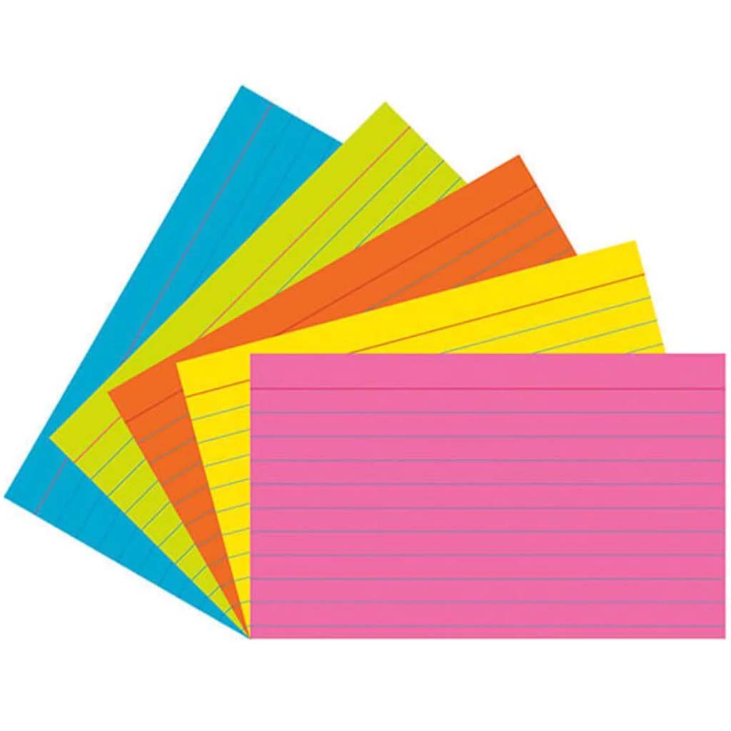 Index Cards Super Bright Assorted Colors 3in x 5in