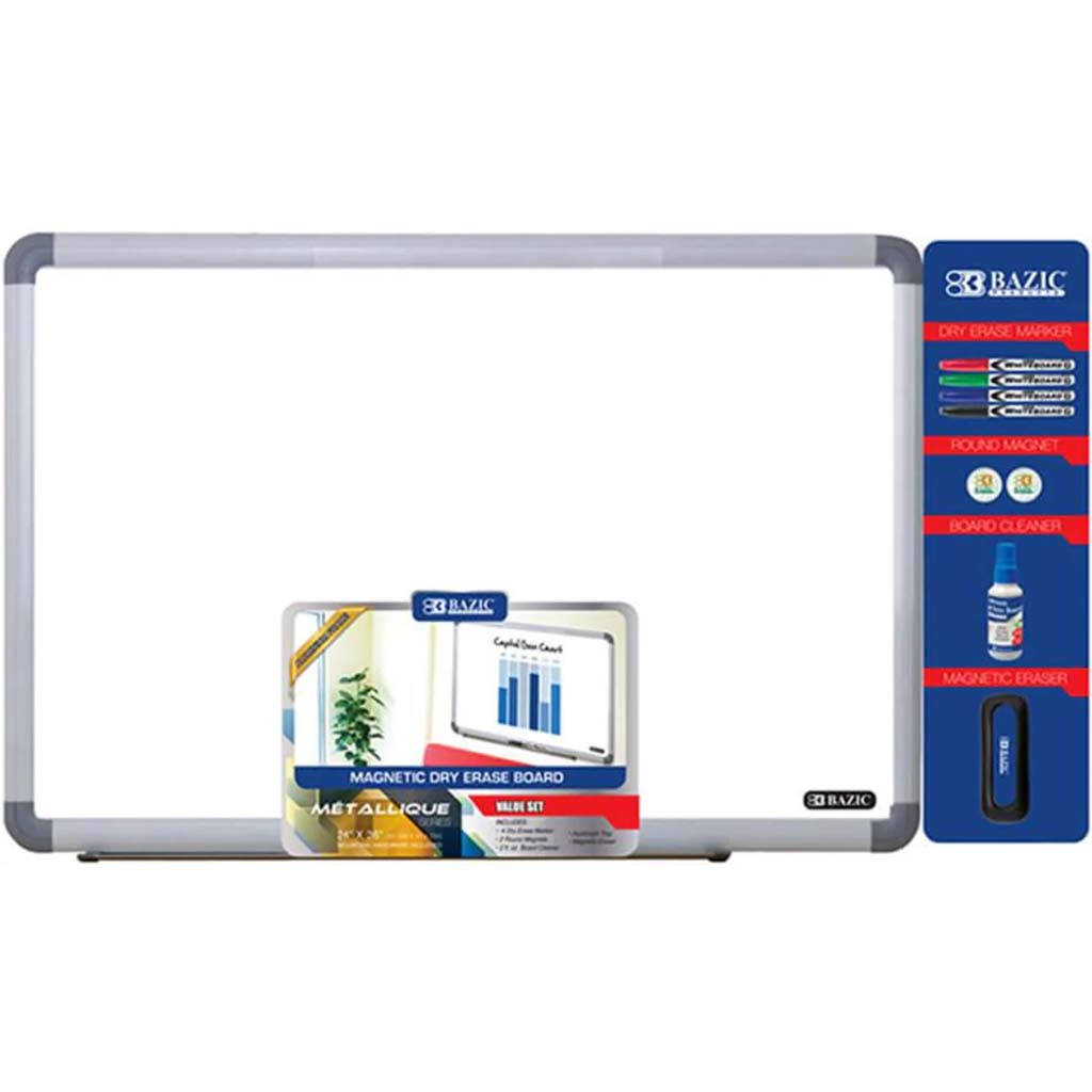 Magnetic Dry Erase Board Aluminium Frame 24in x 36in 