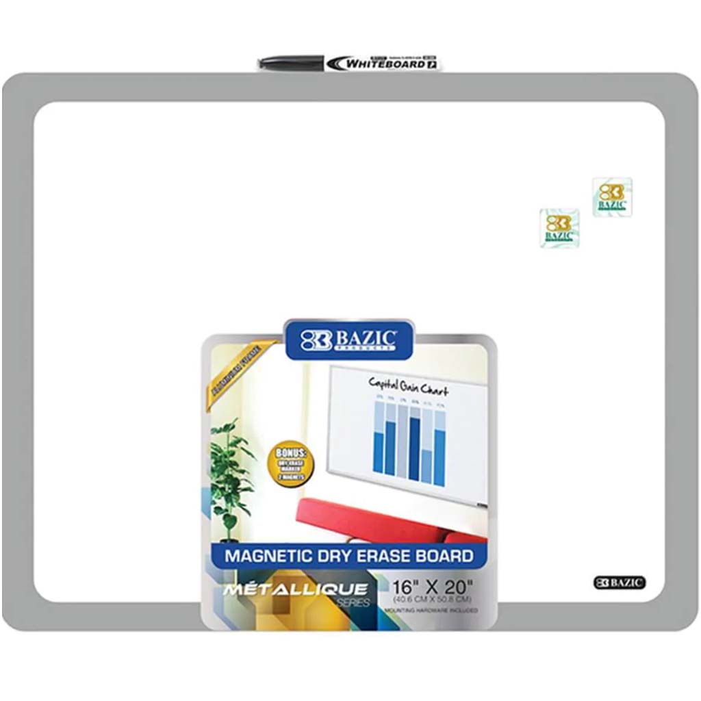 Magnetic Dry Erase Board Aluminium Framed 16i x 20in 