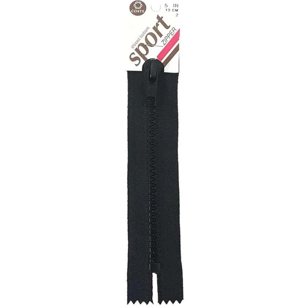 CLOSED BOTTOM MOLDED ZIPPER BLACK 5IN 