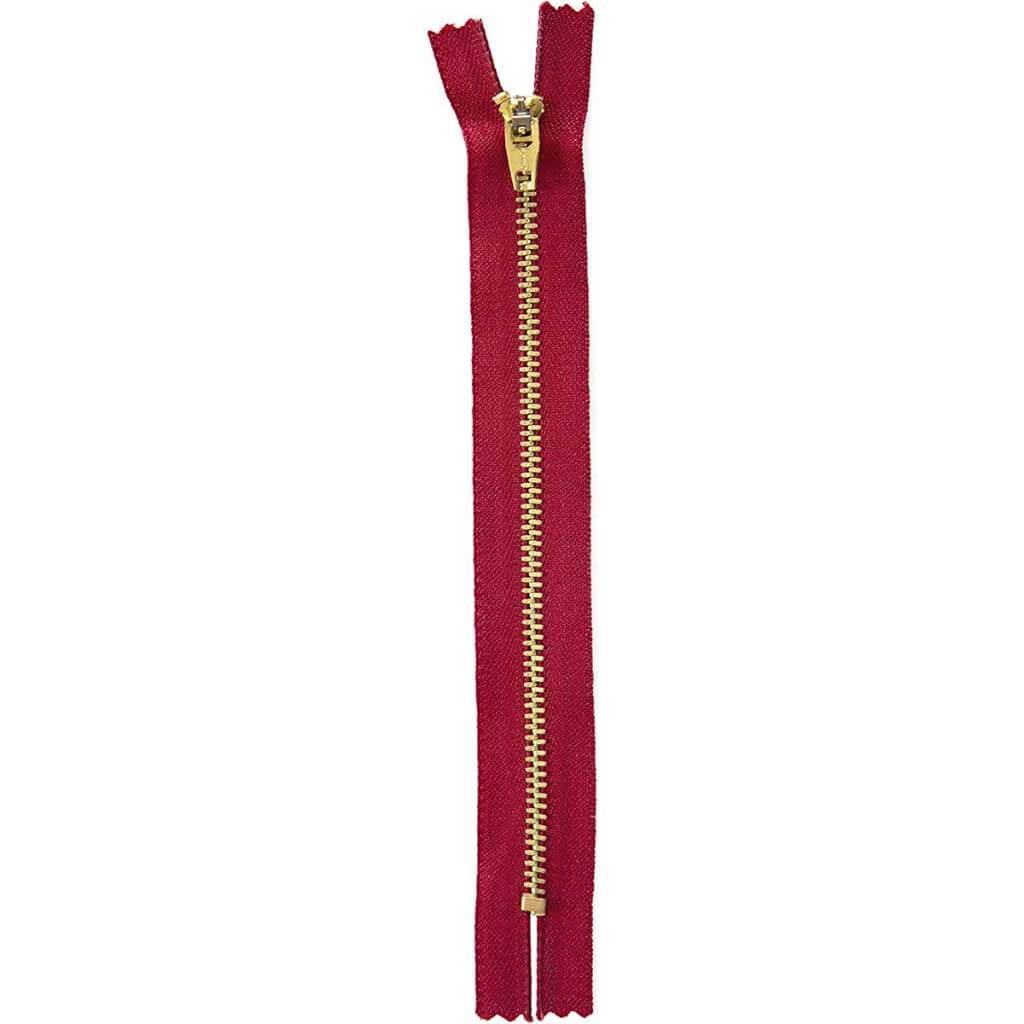 Brass Jean Zipper 7in Red Rose