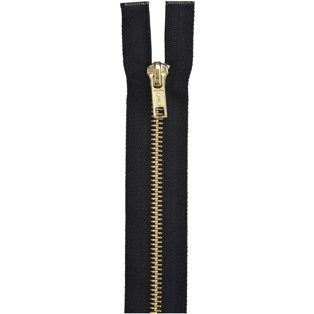 Coats Heavyweight Brass Separating Metal Zipper 18in Black