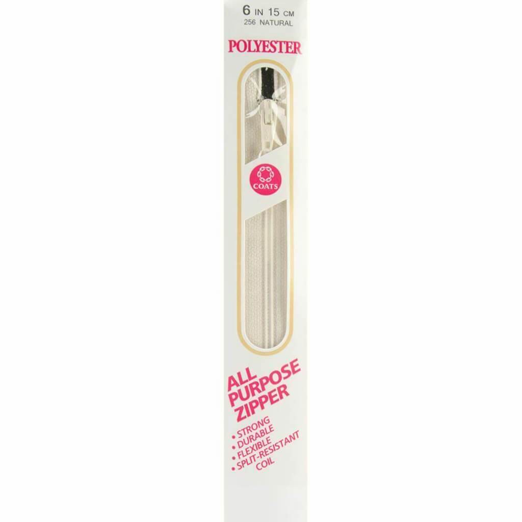 Coats All-Purpose Plastic Zipper 6in Natural