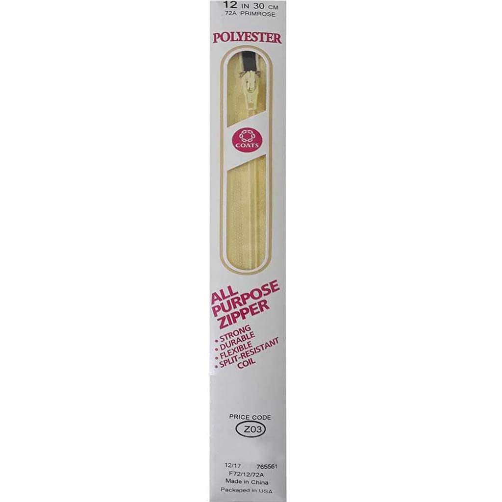 POLYESTER ALL PURPOSE ZIPPER PRIMROSE 12IN 