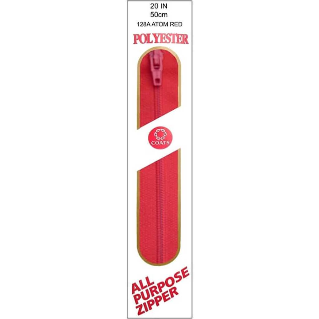 All-Purpose Plastic Zipper 20in Atom Red