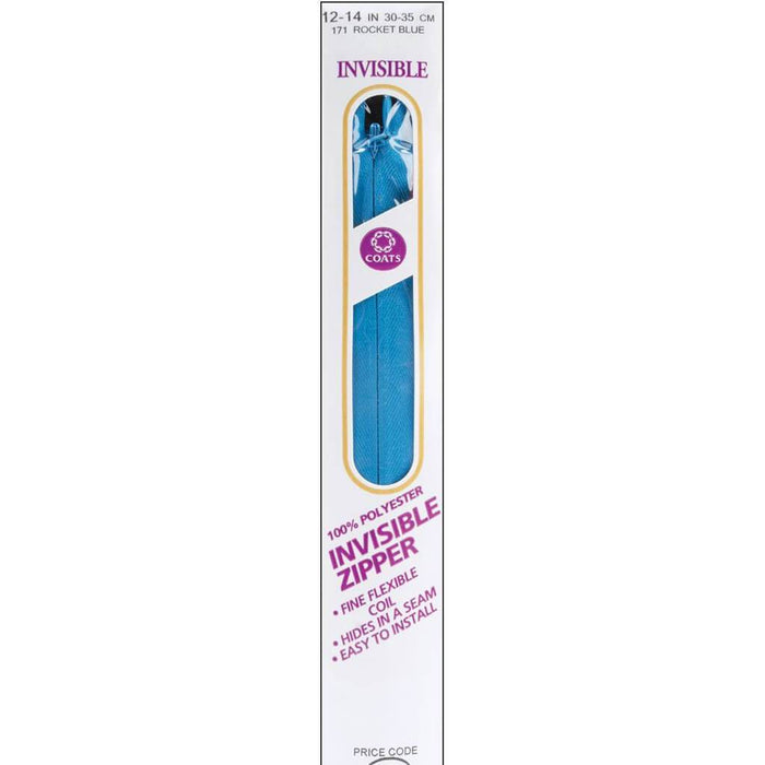 Coats Invisible Zipper 12in to 14in Rocket Blue