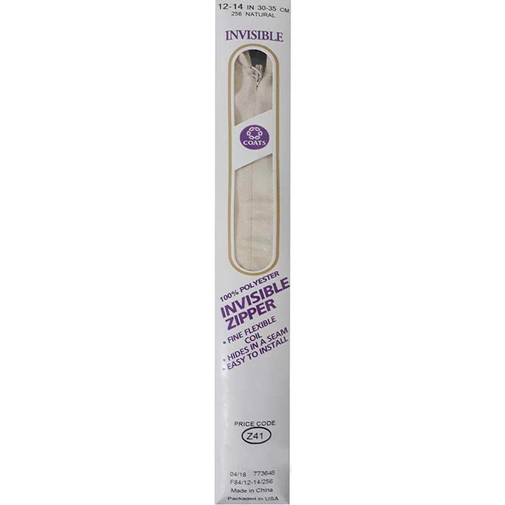 POLYESTER INVISIBLE ZIPPER NATURAL '12-14IN 