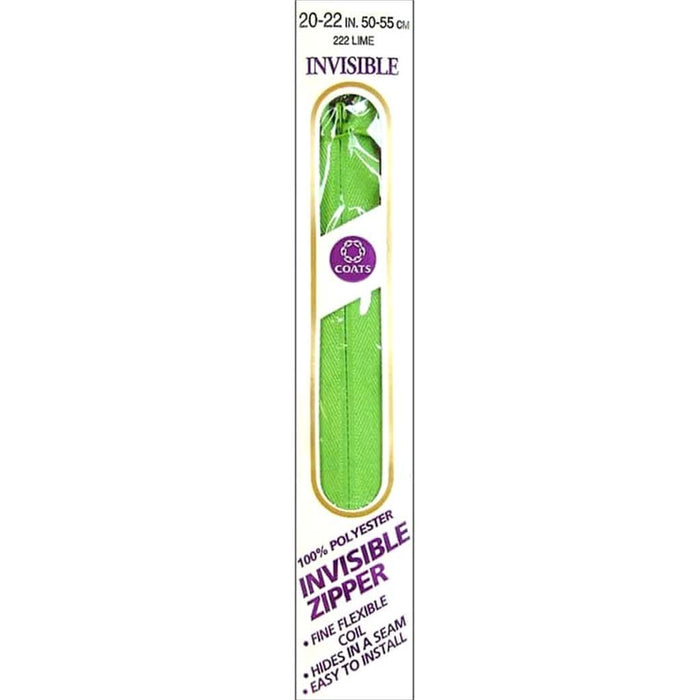 Coats Invisible Zipper 20in to 22in Lime