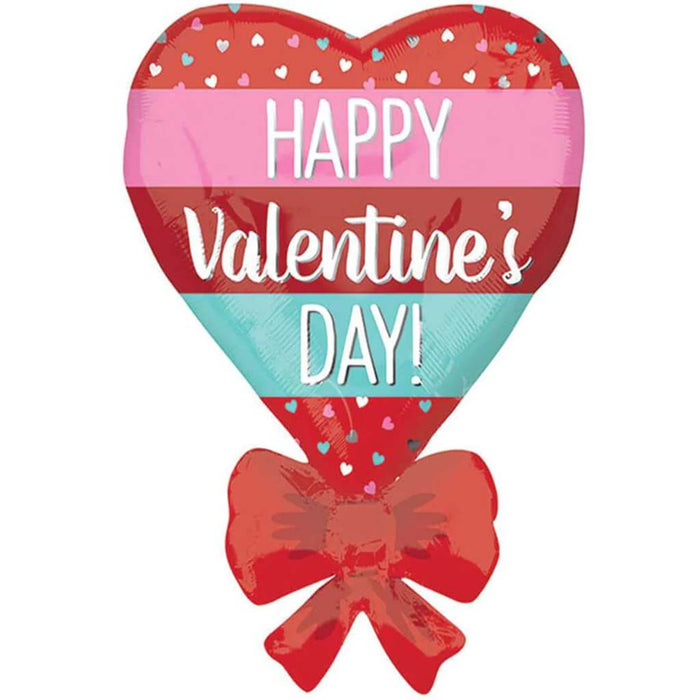 Happy Valentine's Tiny Hearts & Bow Foil Balloon Super Shape 21in 