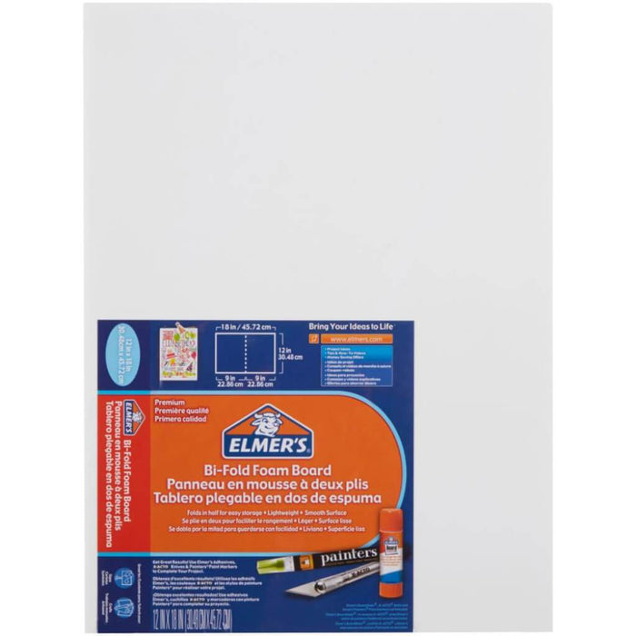 Elmer's Bi-Fold Self-Standing Project Display Board 9in x 12in White, 18in x 12in When Open
