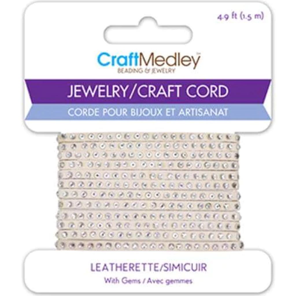 Jewelry/Craft Cord Leatherette Bling Cord 1.5m Bone 