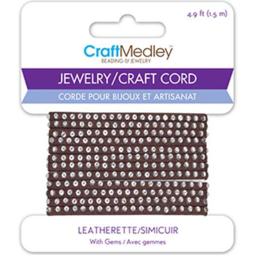 Jewelry/Craft Cord Leatherette Bling Cord 1.5m Dark brown 