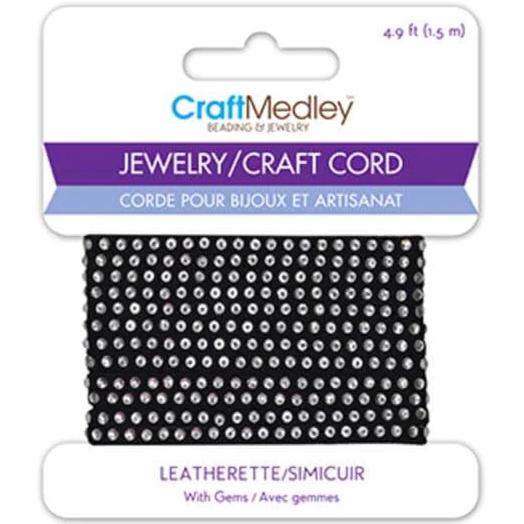 Jewelry/Craft Cord Leatherette Bling Cord 1.5m Black 