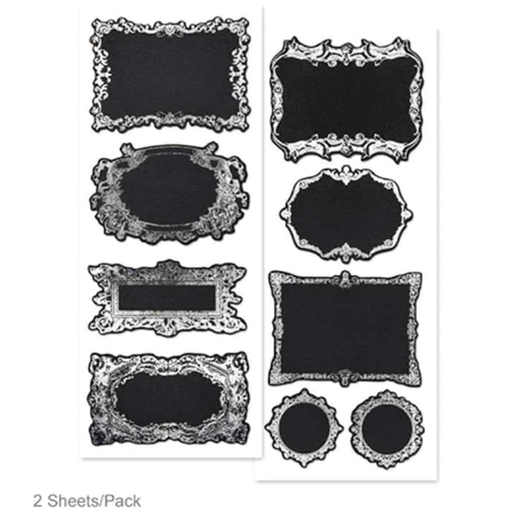 Craft Décor foil Frame Cb Label Sticker 2sh Silver Frame Med 1 7.5x21 