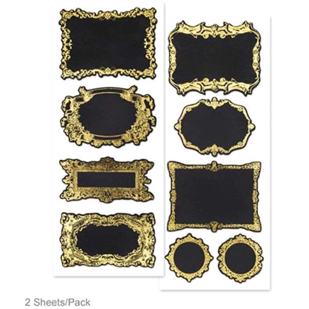 Craft Decor foil Frame Cb Label Sticker 2sh Gold Frame Med 1 7.5x21 