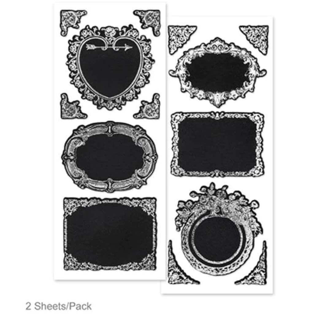 Craft Decor foil Frame Cb Label Sticker 2sh Silver Frame Med 2 7.5x21 