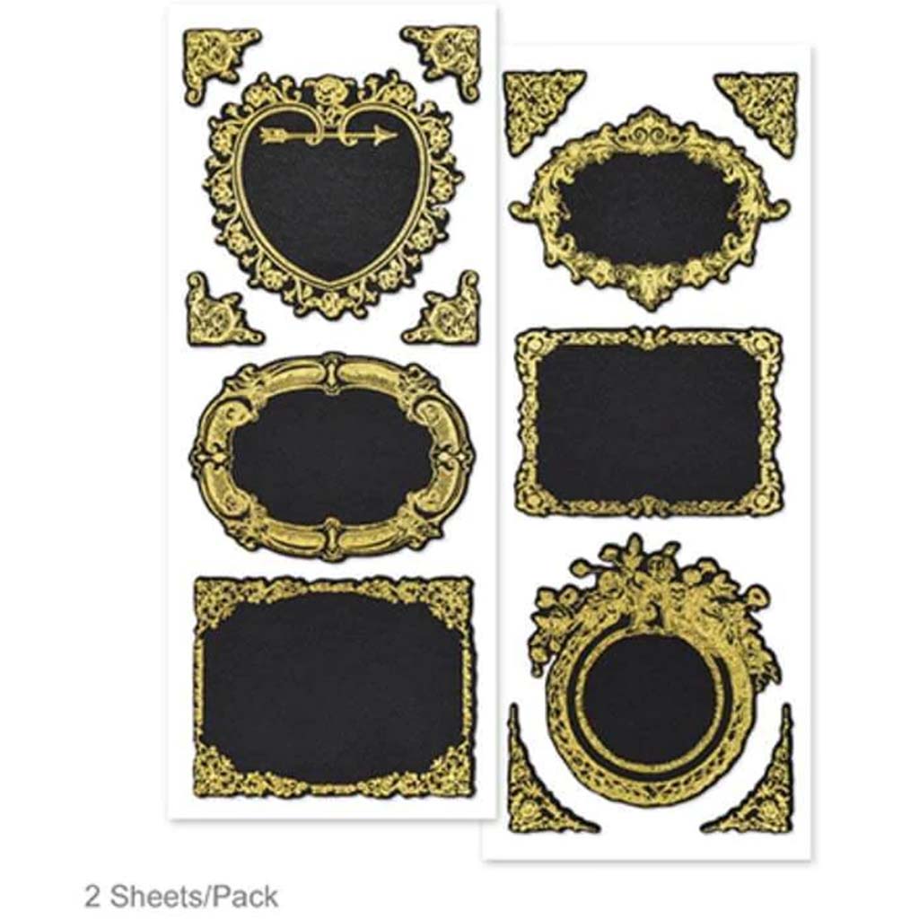 Craft Decorfoil Frame Cb Label Sticker 2sh Gold Frame Med 2 7.5x21 