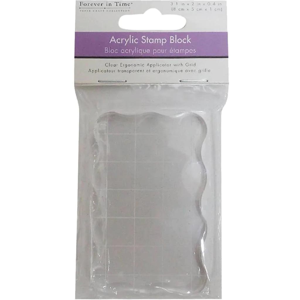 CLEAR ACRYLIC STAMP BLOCK ERGONOMIC APPLICATOR W/GRIDS 8X5X1 