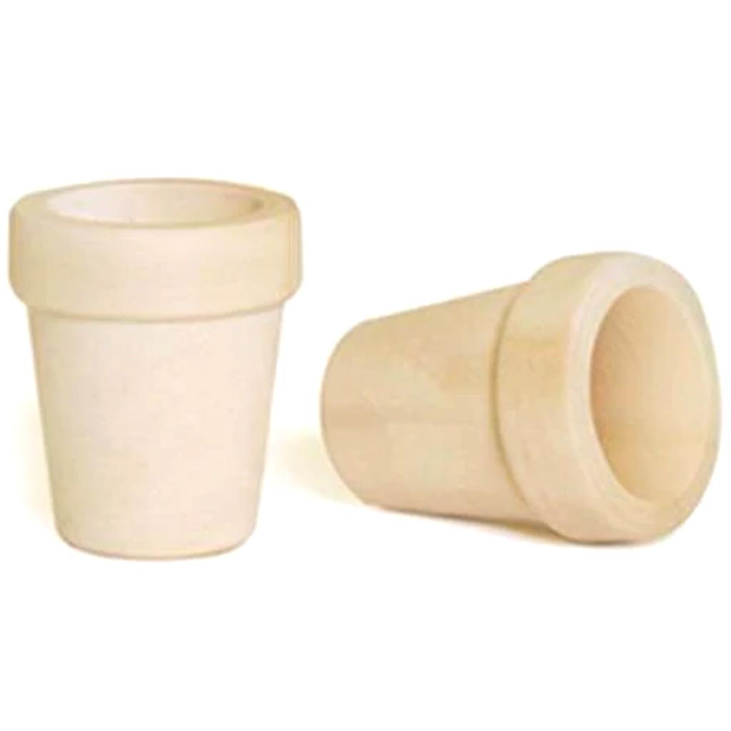CRAFTWOOD: 3.5CMX4CM MINI FLOWER POTS X2 NATURAL 