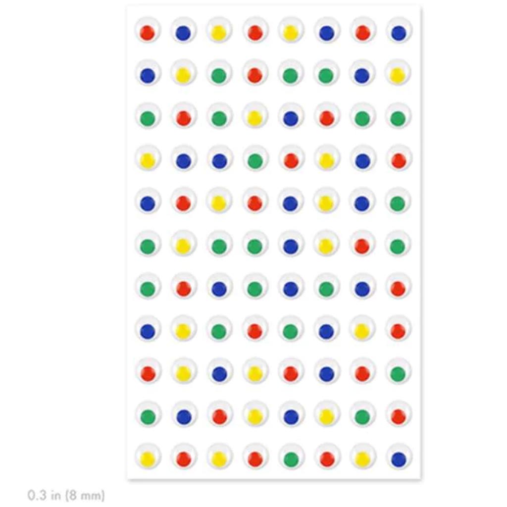 SELF-STICK GOOGLY EYES 8MM X 88PC ASST COLORS 