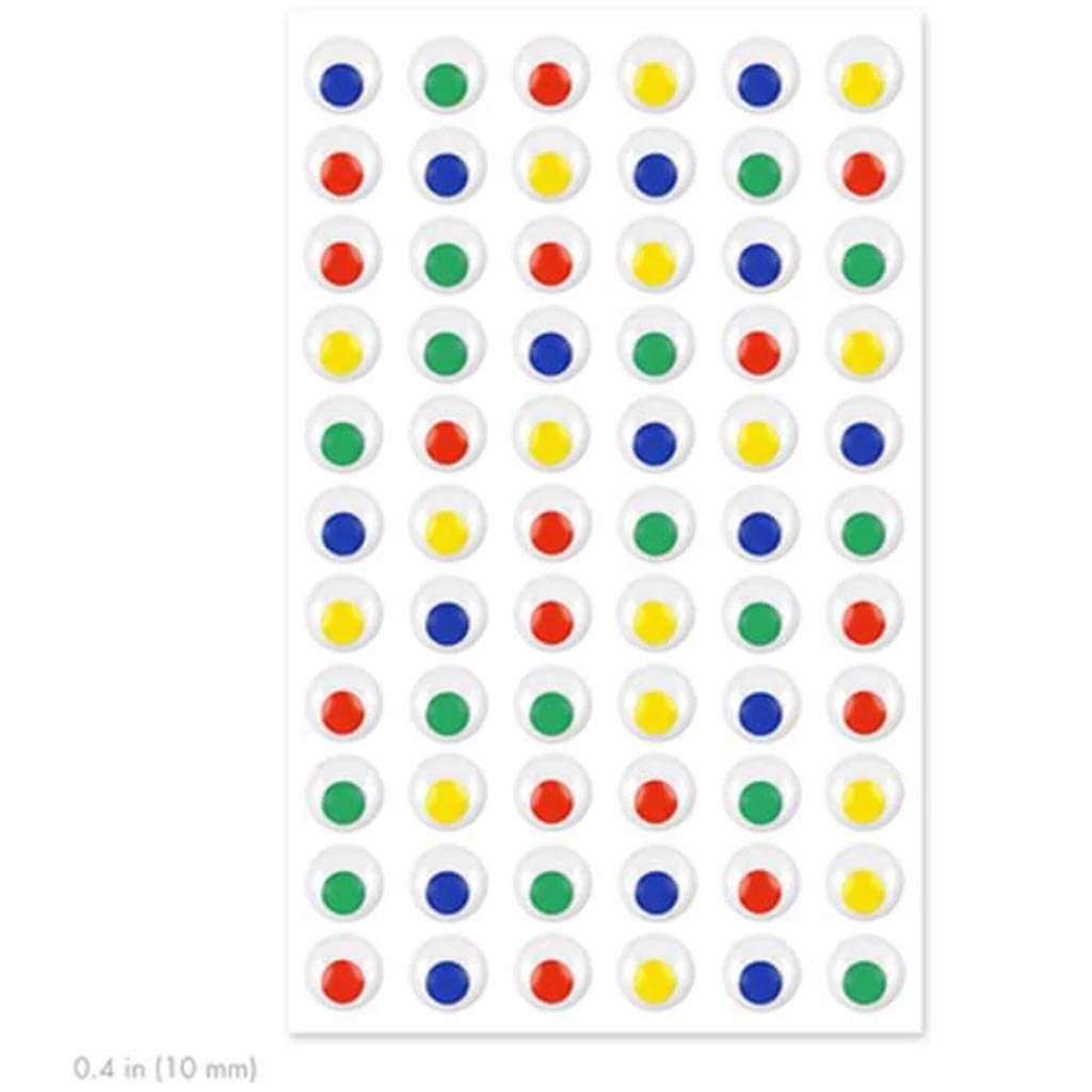 SELF-STICK GOOGLY EYES 10MM X 66PC ASST COLORS 