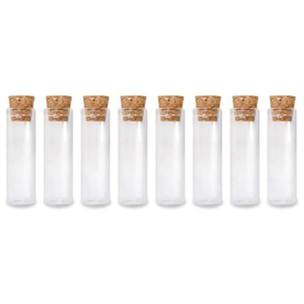 GLASS VIALS: 12MMX40MM MINI CORK LID X8 