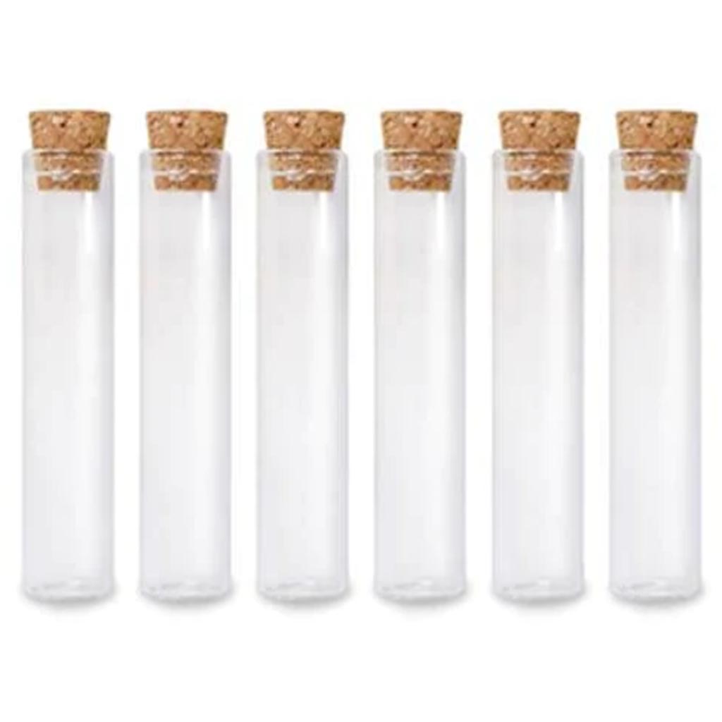 GLASS VIALS: 12MMX75MM MINI CORK LID X6 