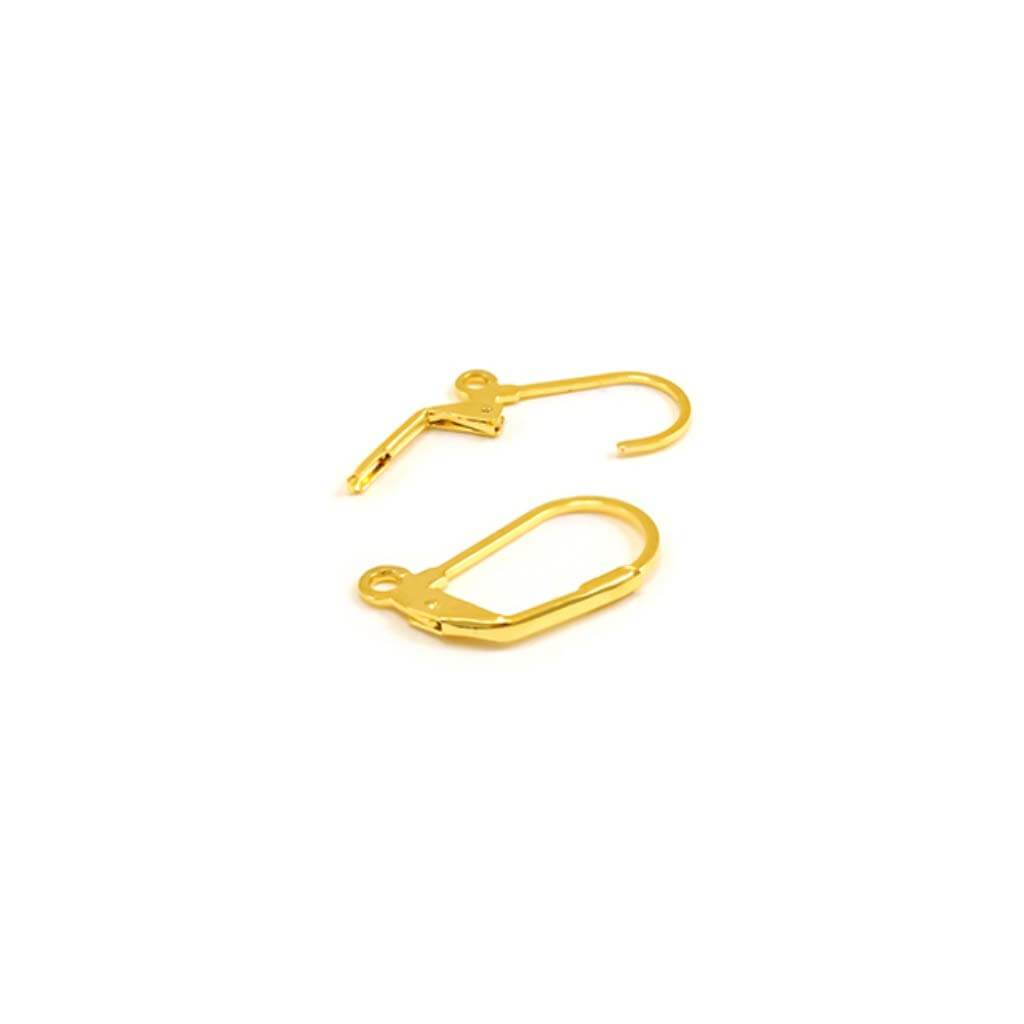 JEWELRY FINDINGS:LEVER BACK EARRING CLASP X7 W/LOOP GOLD 18X12 