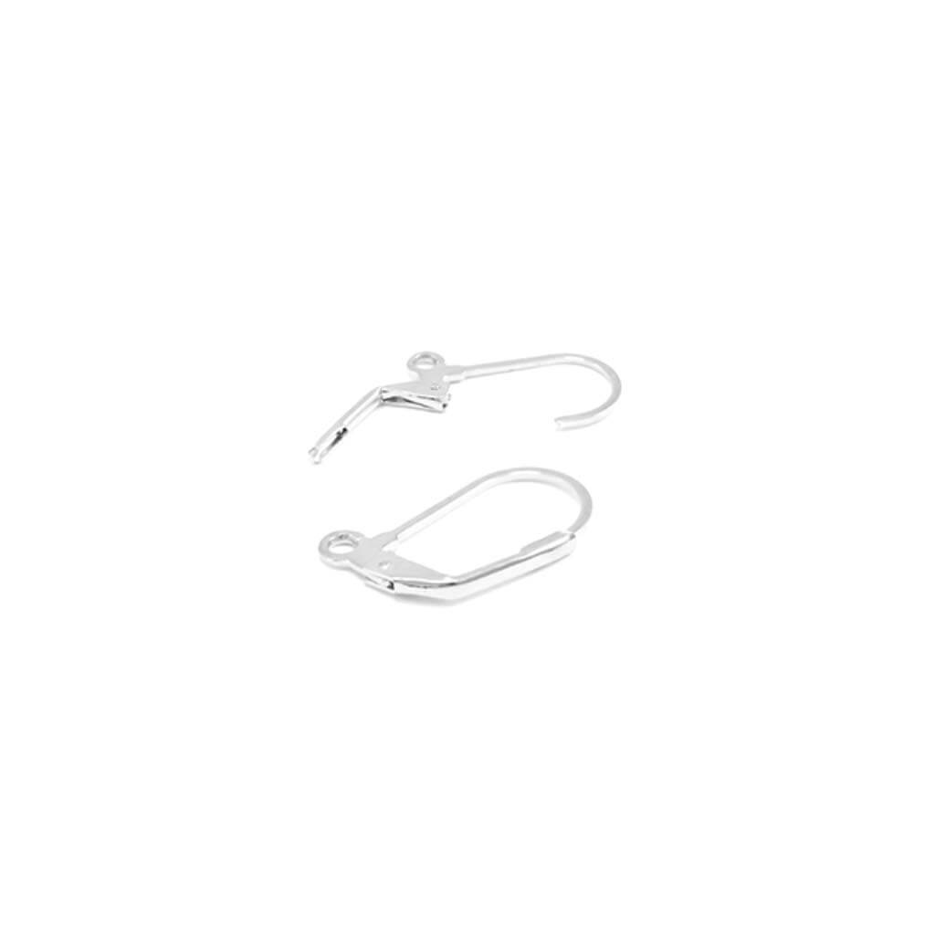 JEWELRY FINDINGS:LEVER BACK EARRING CLASPX7 W/LOOP SILVER 18X12 