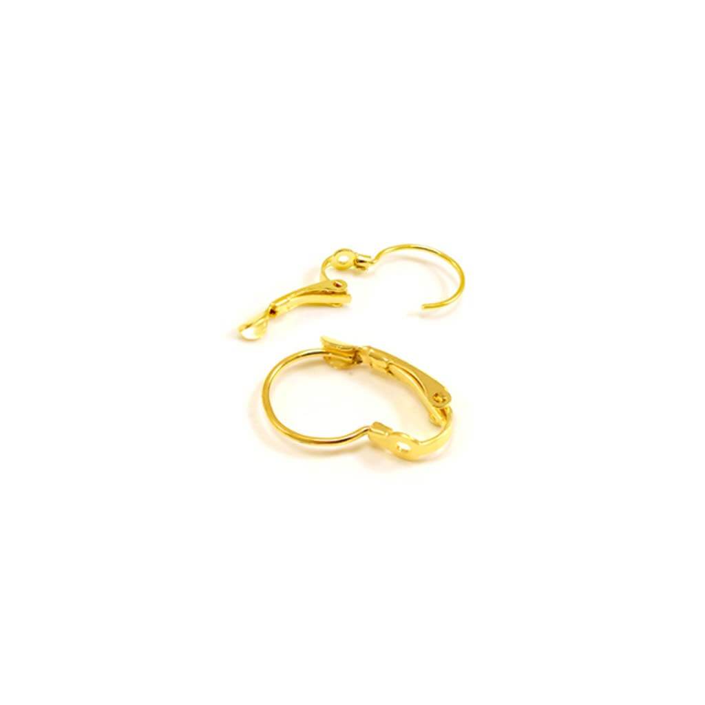 JEWELRY FINDINGS:LEVER BACK EARRING CLASP X6 W/LOOP GOLD 20X13 