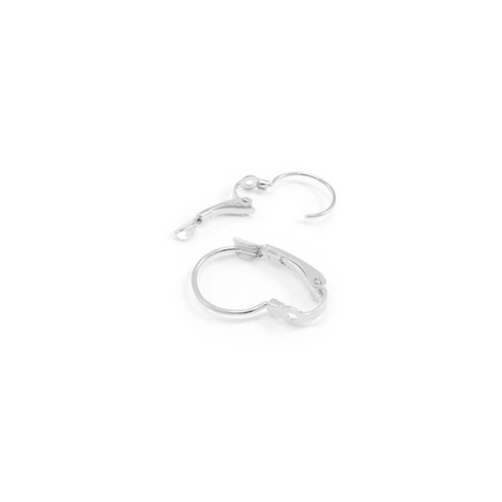 JEWELRY FINDINGS:LEVER BACK EARRING CLASPX6 W/LOOP SILVER 20X13 