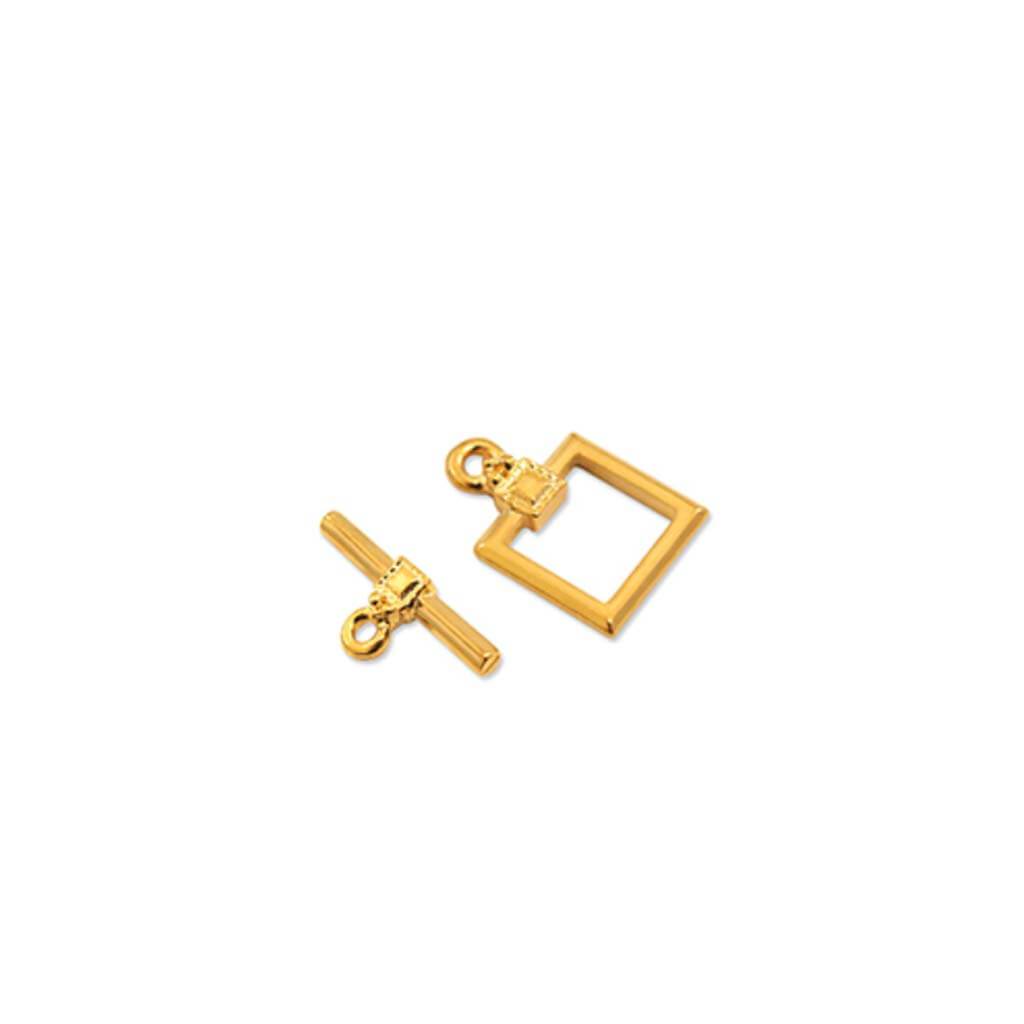 JEWELRY FINDINGS:ORNATE TOGGLE CLASPS X5SETS   SQUARE GOLD