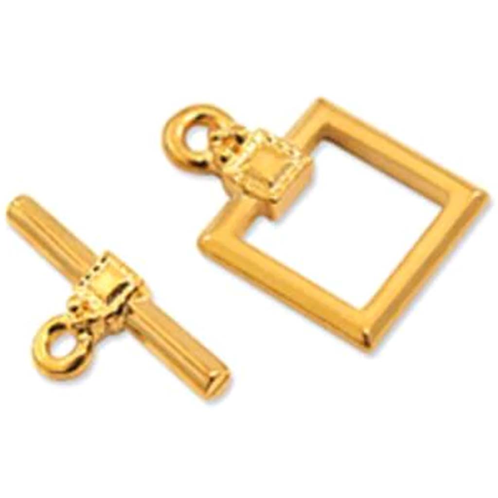 JEWELRY FINDINGS:ORNATE TOGGLE CLASPS X5SETS  SQUARE GOLD 