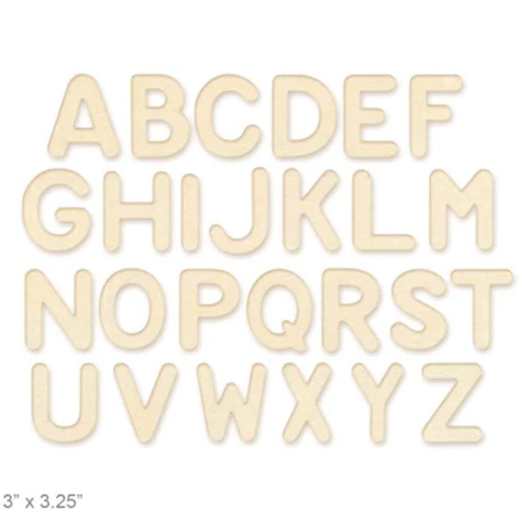 WOOD LETTERS:LASER CUT 2MM PLYWOOD 3-PLY X26 ROUNDED 3"-3.25" 