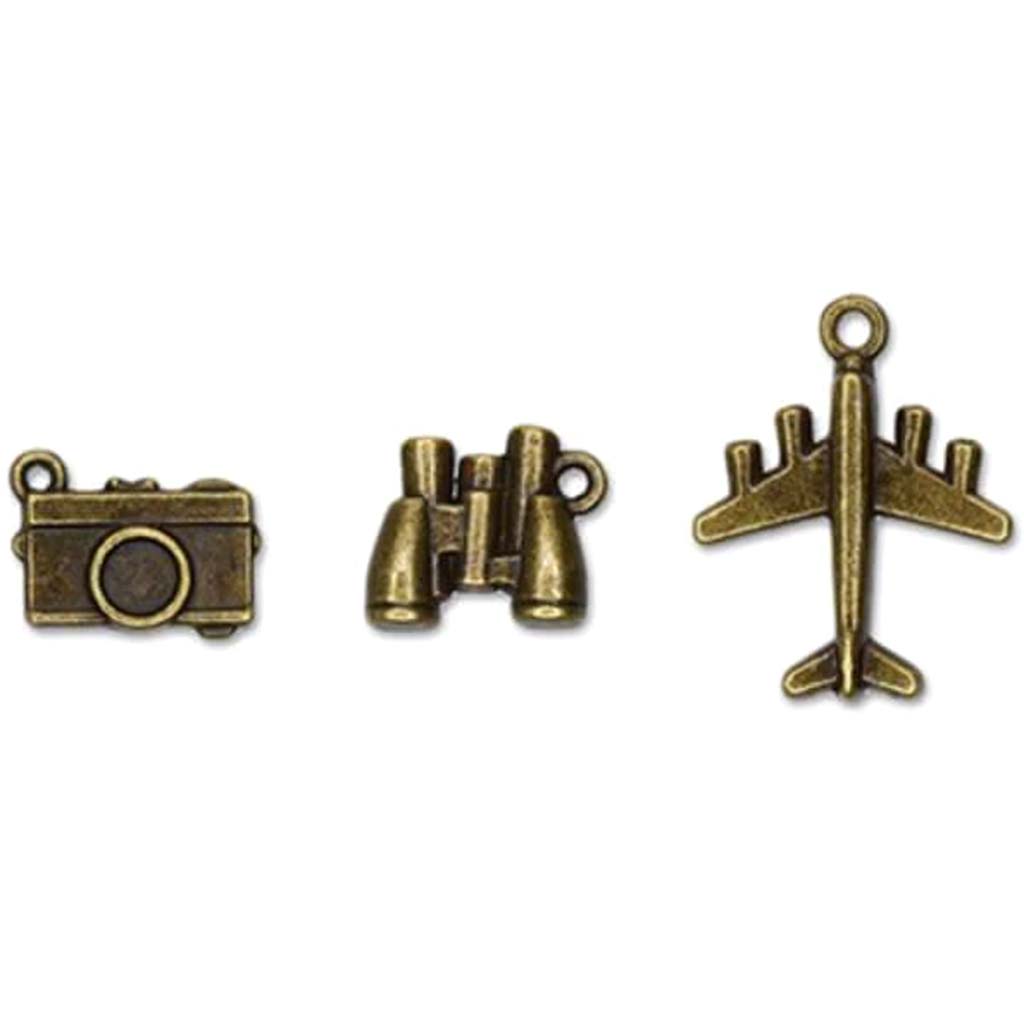 Paper Craft Emb: Metal Charms Antique Finish Themed Discover 
