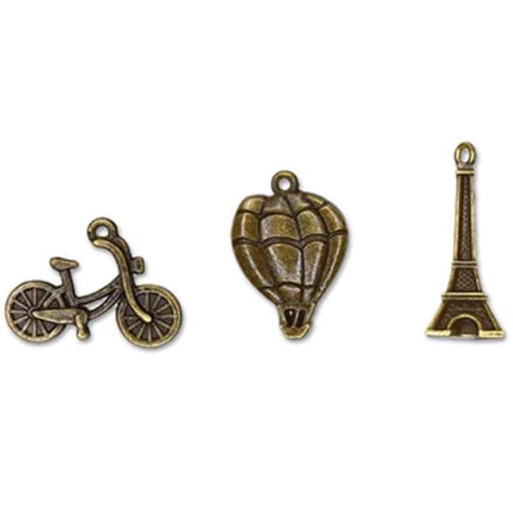 PAPER CRAFT EMB: METAL CHARMS ANTIQUE FINISH THEMED 