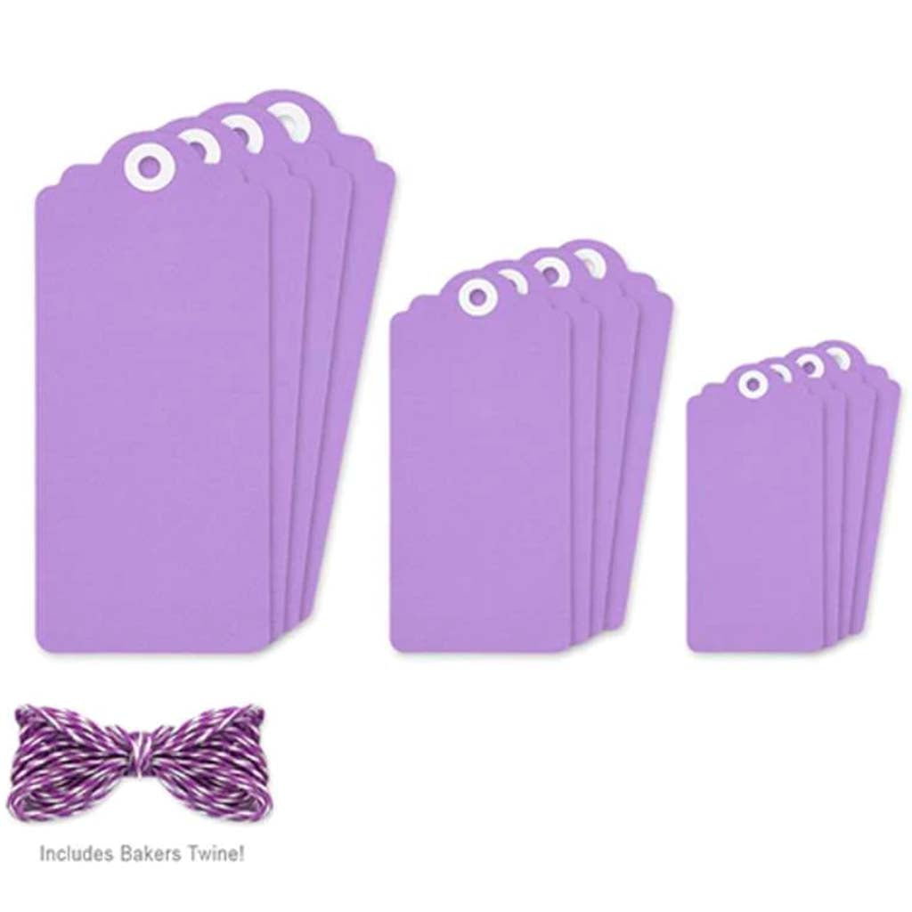 Paper Craft Emb: Cs Trendy Tag 12pc W/Bakers Twine Lilac 